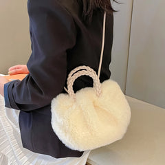 Plush Shoulder Handbag Soft Winter Purse Office Lady Clutches