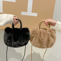 Plush Shoulder Handbag Soft Winter Purse Office Lady Clutches