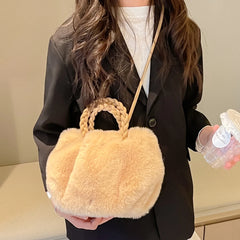 Plush Shoulder Handbag Soft Winter Purse Office Lady Clutches