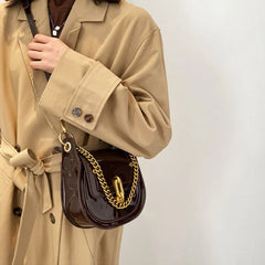 Women Crossbody Shoulder Bag Metal Chain Handbag