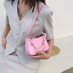 Women Crossbody Bag Leather Shoulder Bag with Chains Zipper Messenger Bag