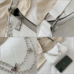 Women Crossbody Bag Leather Shoulder Bag with Chains Zipper Messenger Bag