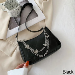 Women Crossbody Bag Leather Shoulder Bag with Chains Zipper Messenger Bag