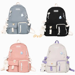Nylon School Bag for Teen Girls - Large Capacity Rucksack