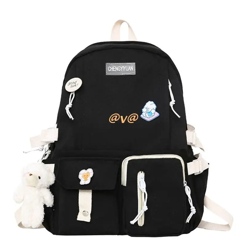 Nylon School Bag for Teen Girls - Large Capacity Rucksack