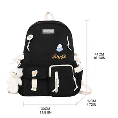 Nylon School Bag for Teen Girls - Large Capacity Rucksack