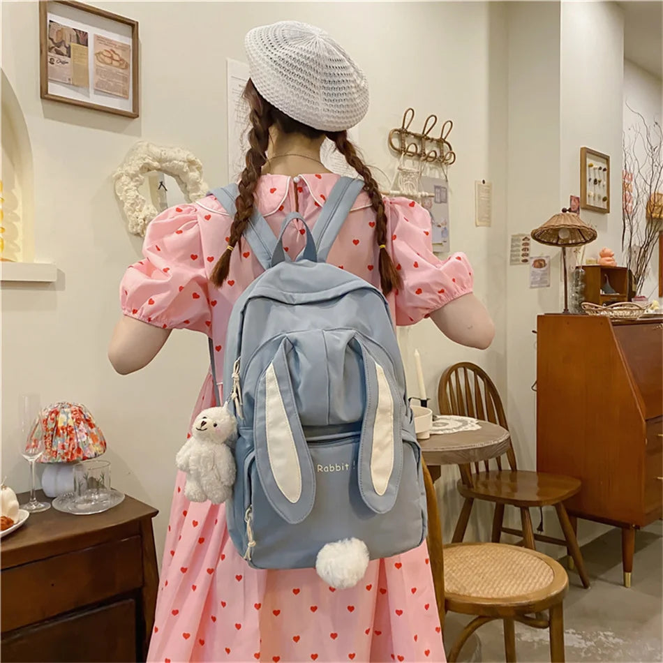 Waterproof Nylon Schoolbag For Teen Girls Large Capacity Rucksack