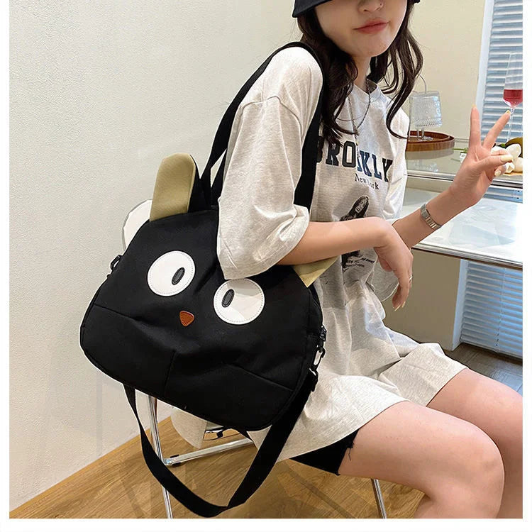 Cat Canvas Bag Cartoon Shoulder Bags Student Large Messenger Bag