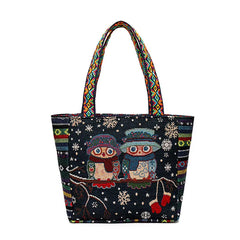 Women Cat Handbag Canvas Bag Large Capacity Shoulder Bag