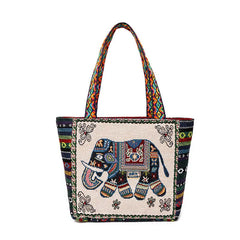 Women Cat Handbag Canvas Bag Large Capacity Shoulder Bag