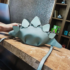 Women Dinosaur Shape Cross Body Bag Funny Girl PU Leather Handbag Lightweight
