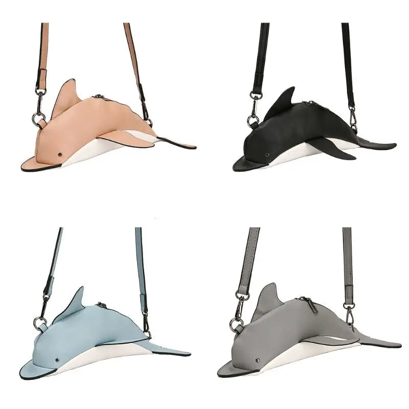 Women Dolphin Shape PU Leather Handbag Shoulder Crossbody Bag Satchel Purse