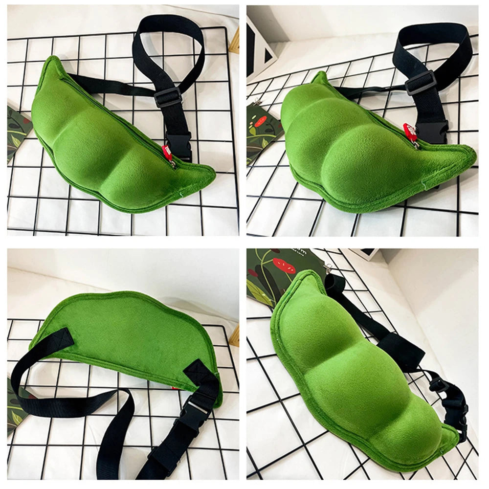 Green Funny Waist Bag Plush Beach Travel Banana Hip Bum Zip Chest Bags Women