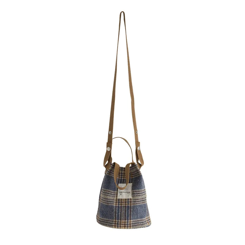 Vintage Plaid Handbag Totes for Women, Small Shoulder Bag Cotton Purse