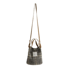 Vintage Plaid Handbag Totes for Women, Small Shoulder Bag Cotton Purse