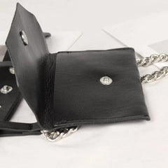 Women Waist Belt Bag with Metallic Chain Casual PU Leather Phone Purse