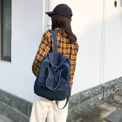 Women Denim Backpack Large Bookbag School Bag for Teenager Girls