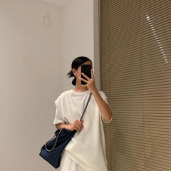 Women Denim Casual Tote Bag High-Capacity Zipper Shoulder Handbag