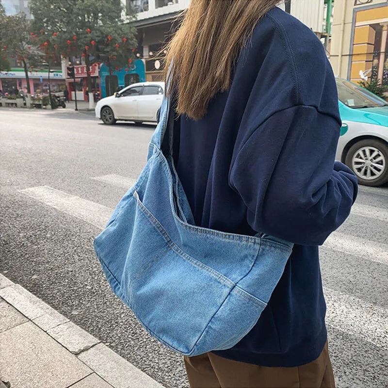 Denim Handbag Shoulder Bags Streetwear Evening Shopper Books