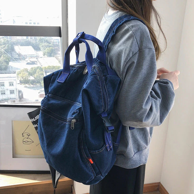 Women Denim Travel Backpack School Bags For Teenage Girls Mochilas Feminina