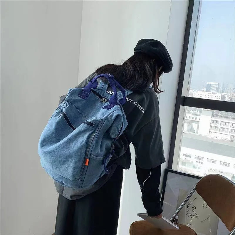 Women Denim Travel Backpack School Bags For Teenage Girls Mochilas Feminina
