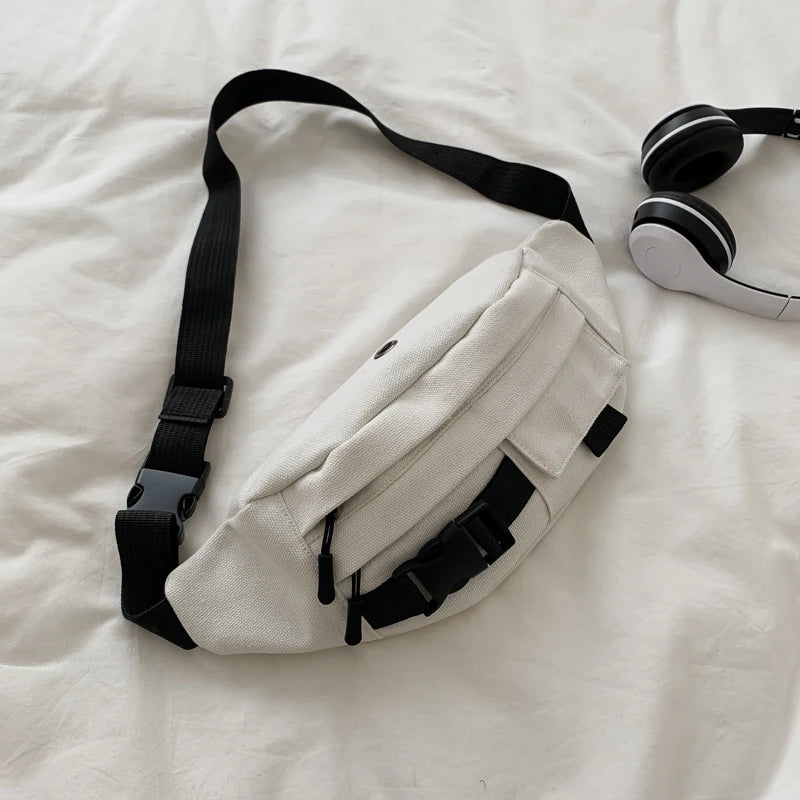 Canvas Women's Belt Bag Vintage Waist Pack Chest Packs