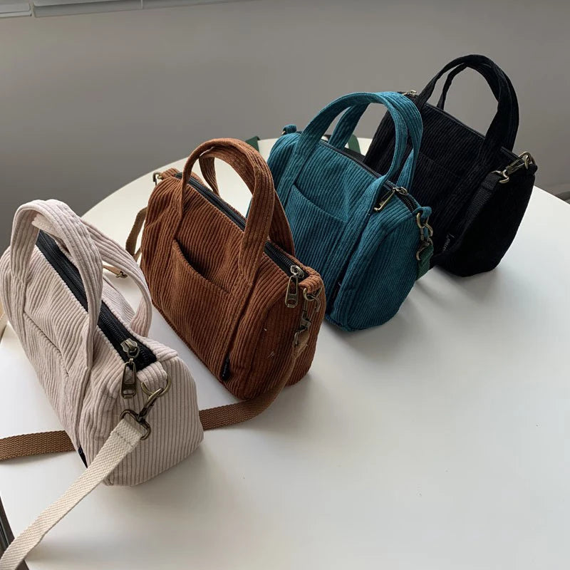 Corduroy Tote Bag Crossbody Shoulder Shopper for Women