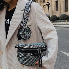 Women Diamond Crossbody Bag Fanny Rhinestone Waist Bags
