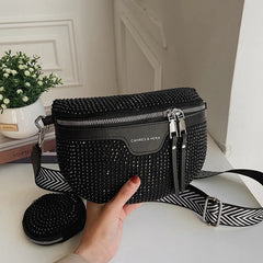 Women Diamond Crossbody Bag Fanny Rhinestone Waist Bags