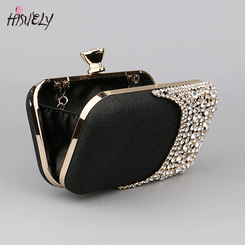 Women Diamond Evening Clutch Bags Bling Hollow Out Handbags Banquet Wallets
