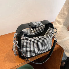 Women Diamond Hobo-bag Clutch PU Leather Messenger Bag