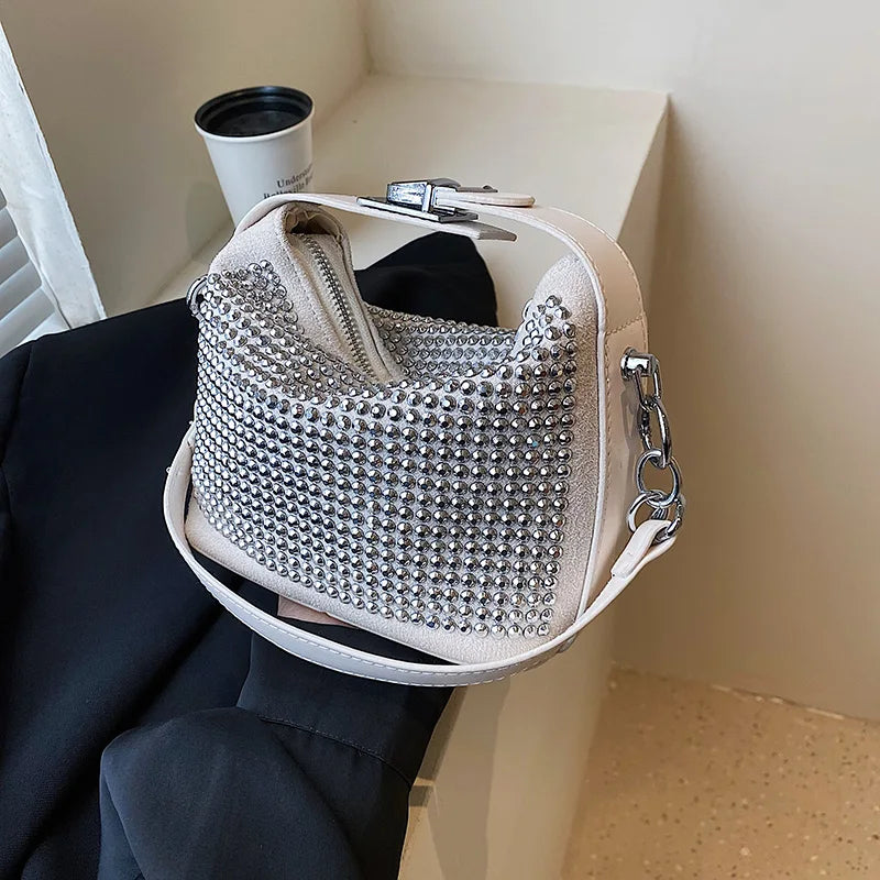 Women Diamond Hobo-bag Clutch PU Leather Messenger Bag