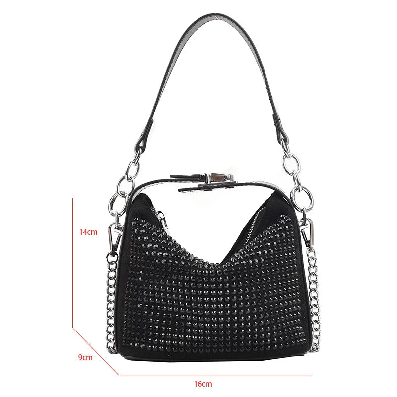 Women Diamond Hobo-bag Clutch PU Leather Messenger Bag