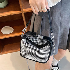 Women Diamond Hobo-bag Clutch PU Leather Messenger Bag