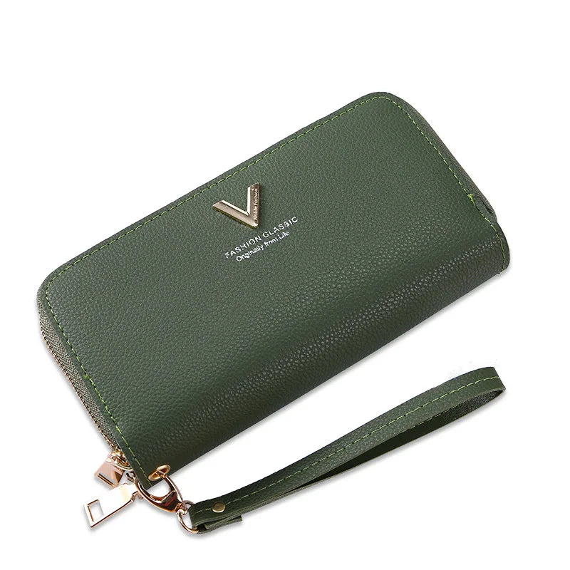 Women Double Zipper Hand Wallet Large Capacity Double Purse Mobile Phone Bag