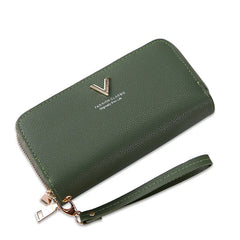 Women Double Zipper Hand Wallet Large Capacity Double Purse Mobile Phone Bag