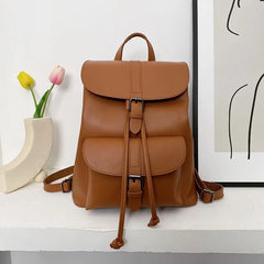 Women Drawstring Backpack PU Leather School bags Teenage Girls B