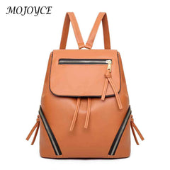 Women Drawstring Backpack Solid PU Leather Travel Classics Vintage