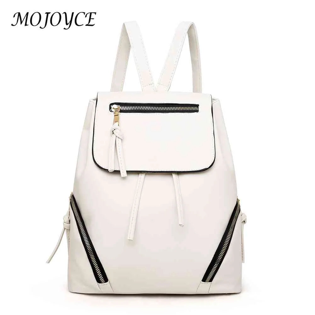Women Drawstring Backpack Solid PU Leather Travel Classics Vintage