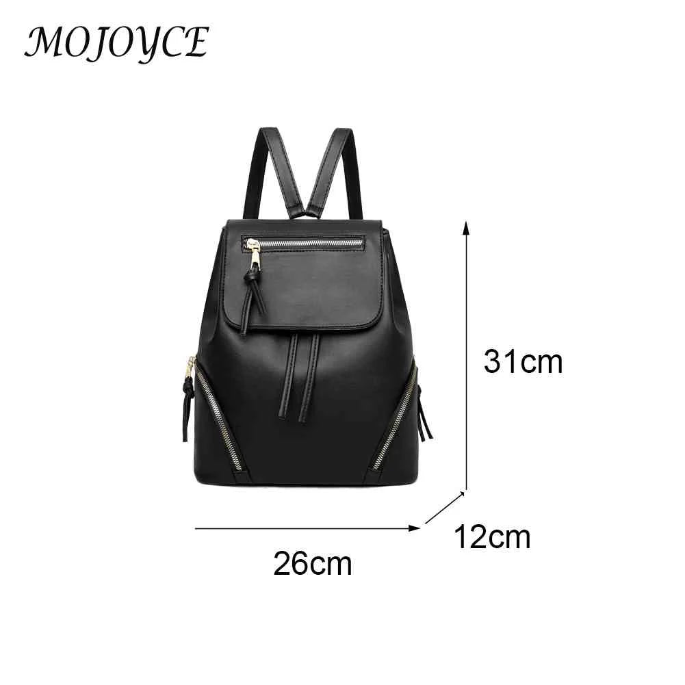 Women Drawstring Backpack Solid PU Leather Travel Classics Vintage
