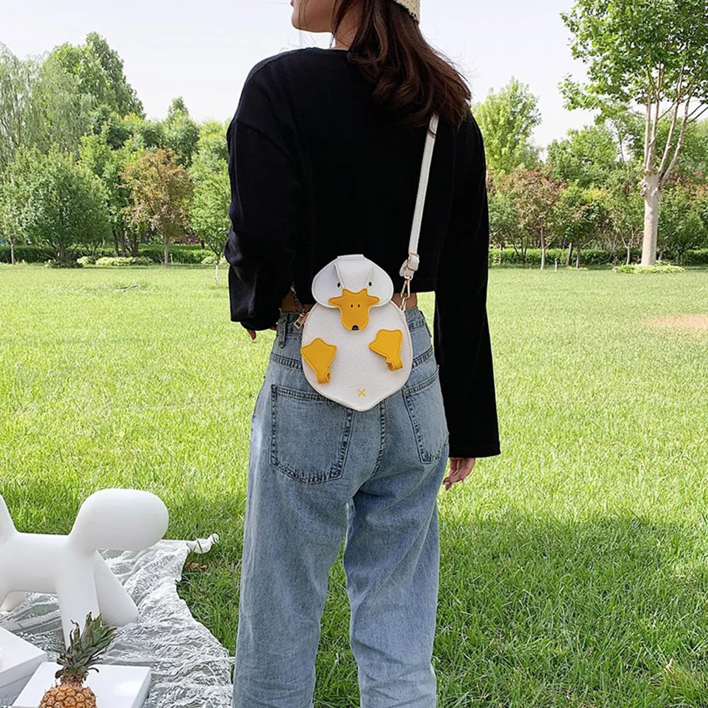 Women Duck Shape Bag Contrast Crossbody Soft Leather Shoulder Bag