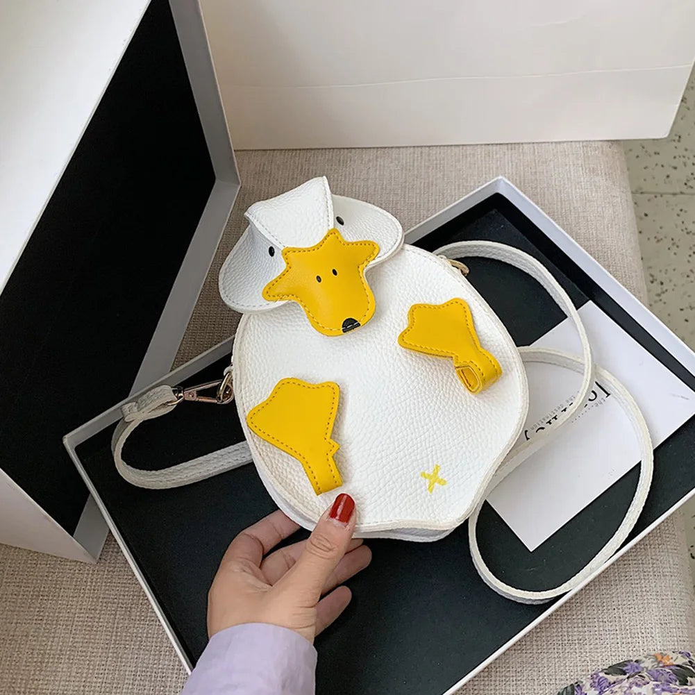 Women Duck Shape Bag Contrast Crossbody Soft Leather Shoulder Bag
