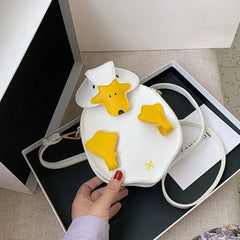 Women Duck Shape Bag Contrast Crossbody Soft Leather Shoulder Bag