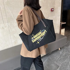 Canvas Women Shoulder Bag Brown Bucket Bag Large Capacity Dumpling Handbag