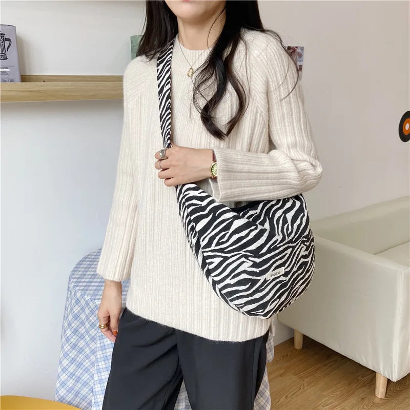 Women Dumpling Buns Bag Retro Pattern Shoulder Crossbody Hobo Bag