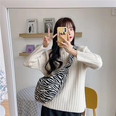 Women Dumpling Buns Bag Retro Pattern Shoulder Crossbody Hobo Bag