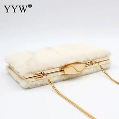 Women Plush Clutch Bag Pink Crossbody Shoulder Pouch Purse
