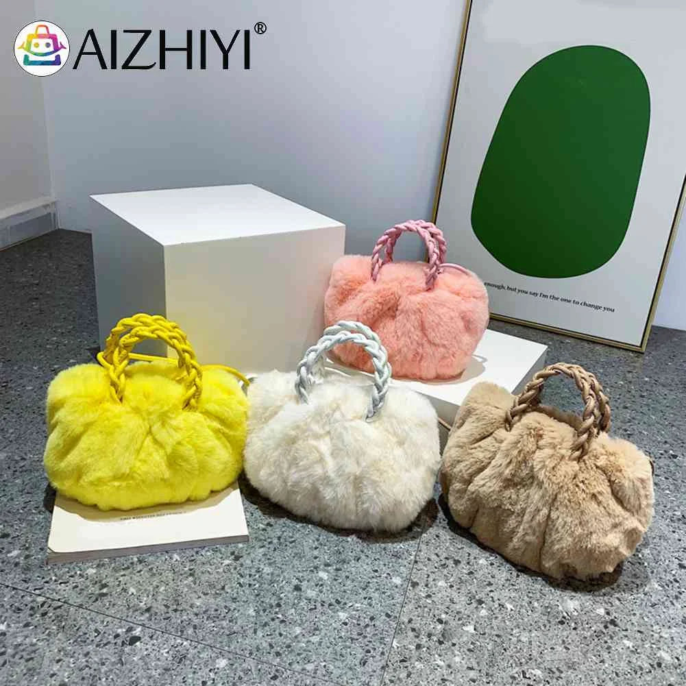 Plush Messenger Crossbody Bag with Woven Handle