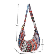 Ethnic Canvas Crossbody Messenger Bag Floral Print Lady Vintage Handbag