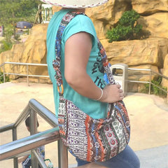 Ethnic Canvas Crossbody Messenger Bag Floral Print Lady Vintage Handbag